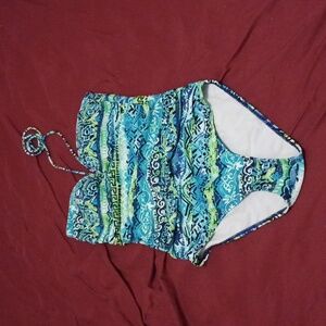 Chaps Women's Swimwear in Blue and Green Pattern Size 14